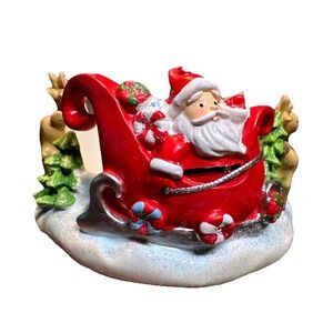 Kohl's Santa Sleigh Reindeer Igloo Pillar Holder Candle Holder Christmas Novelty